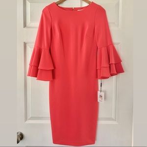 (NWT) Calvin Klein coral bell sleeve dress